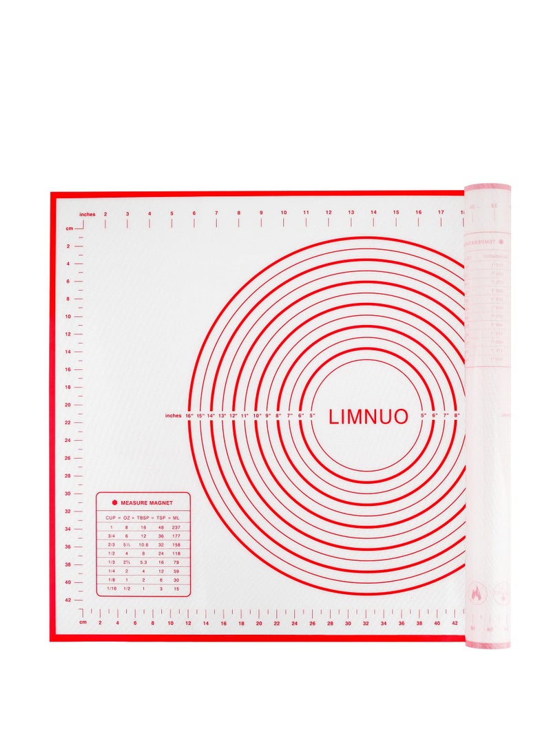 Silicone Pastry Mat Extra Thick Non Stick Baking Mat Fondant Mat Counter Mat Dough Rolling Mat Oven Liner Pie Crust Mat (60x80CM Red) - Image 2
