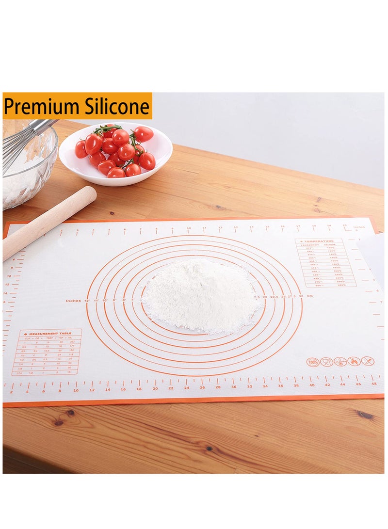 Silicone Pastry Mat Extra Thick Non Stick Baking Mat Fondant Mat Counter Mat Dough Rolling Mat Oven Liner Pie Crust Mat (60x80CM Red) - Image 4