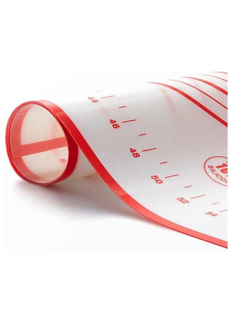 Silicone Pastry Mat Extra Thick Non Stick Baking Mat Fondant Mat Counter Mat Dough Rolling Mat Oven Liner Pie Crust Mat (60x80CM Red) - Image 3