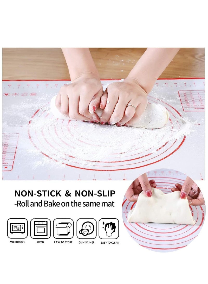 Silicone Pastry Mat Extra Thick Non Stick Baking Mat Fondant Mat Counter Mat Dough Rolling Mat Oven Liner Pie Crust Mat (60x80CM Red) - Image 5