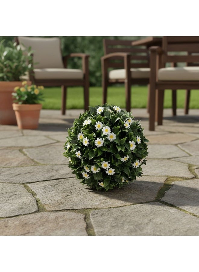 DANUBE HOME كرة توباري صناعية بوجينفيلية + ديزي - كرة زهور مزخرفة واقعية للحديقة والمنزل - لمسة زهرية محمية من الأشعة فوق البنفسجية لشرفة، فناء، ديكور داخلي وخارجي - 28 سم - Image 1