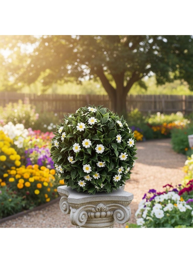 DANUBE HOME كرة توباري صناعية بوجينفيلية + ديزي - كرة زهور مزخرفة واقعية للحديقة والمنزل - لمسة زهرية محمية من الأشعة فوق البنفسجية لشرفة، فناء، ديكور داخلي وخارجي - 28 سم - Image 3