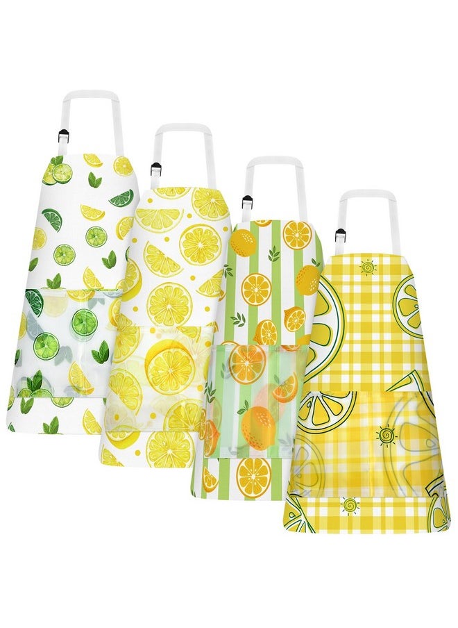 4 Pcs Kids Apron Lemonade Stand Supplies For Kids, Kids Lemon Apron With Pockets Adjustable Strap Lemonade Stand Kids Aprons Bulk For Painting Cooking, 3-8 Years