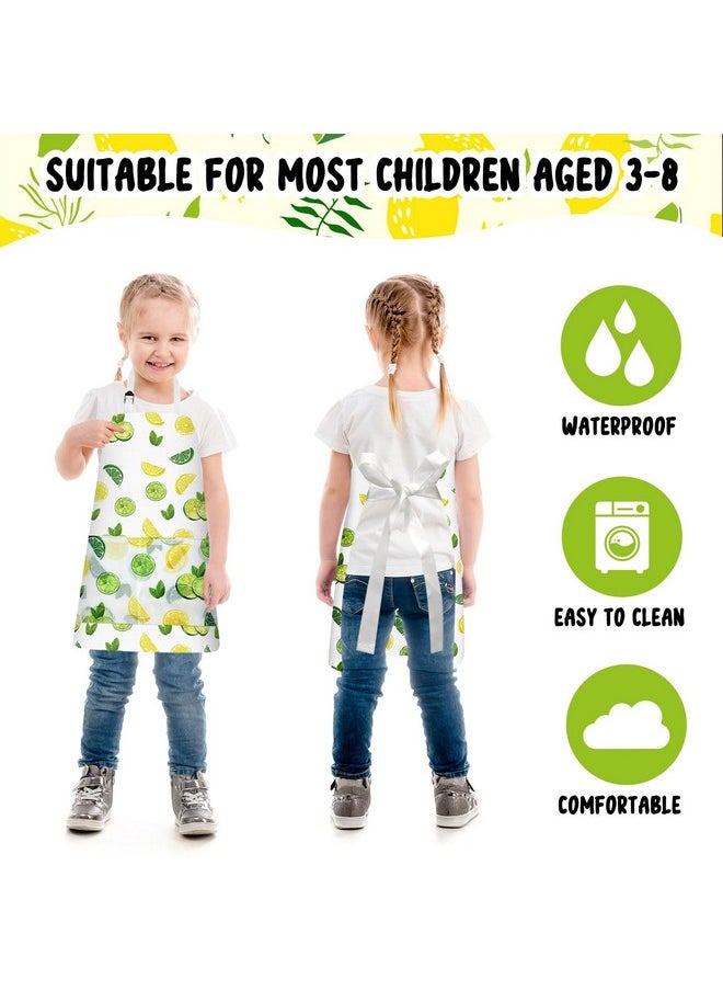 4 Pcs Kids Apron Lemonade Stand Supplies For Kids, Kids Lemon Apron With Pockets Adjustable Strap Lemonade Stand Kids Aprons Bulk For Painting Cooking, 3-8 Years