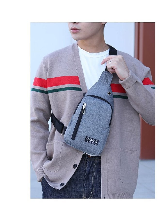 Generic Men's Canvas Chest Bag Leisure Sports Shoulder Bag Korean Men's Fashion Brand Chest Bag Shoulder Messenger Bag-Colour:Black  - Image 4