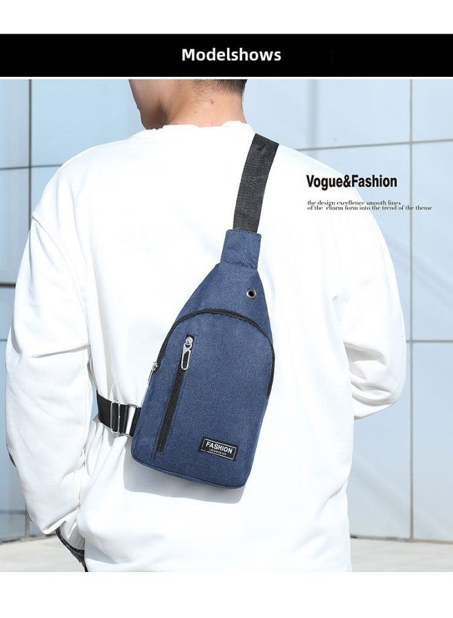 Generic Men's Canvas Chest Bag Leisure Sports Shoulder Bag Korean Men's Fashion Brand Chest Bag Shoulder Messenger Bag-Colour:Black  - Image 3