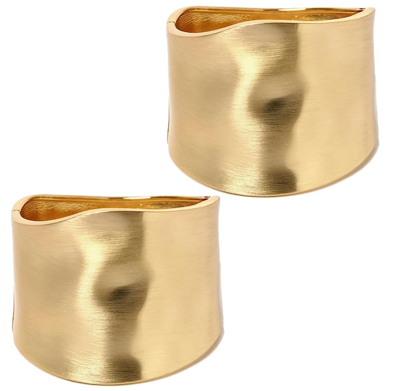 CASDAN 1-3PCS Gold Cuff Bracelets for Women Trendy Wide Chunky Bangle Bracelets for Women Hinge Gold Plated Frosted Bracelets Fashion Irregular Wrist Cuff Wrap Bracelet - Image 2