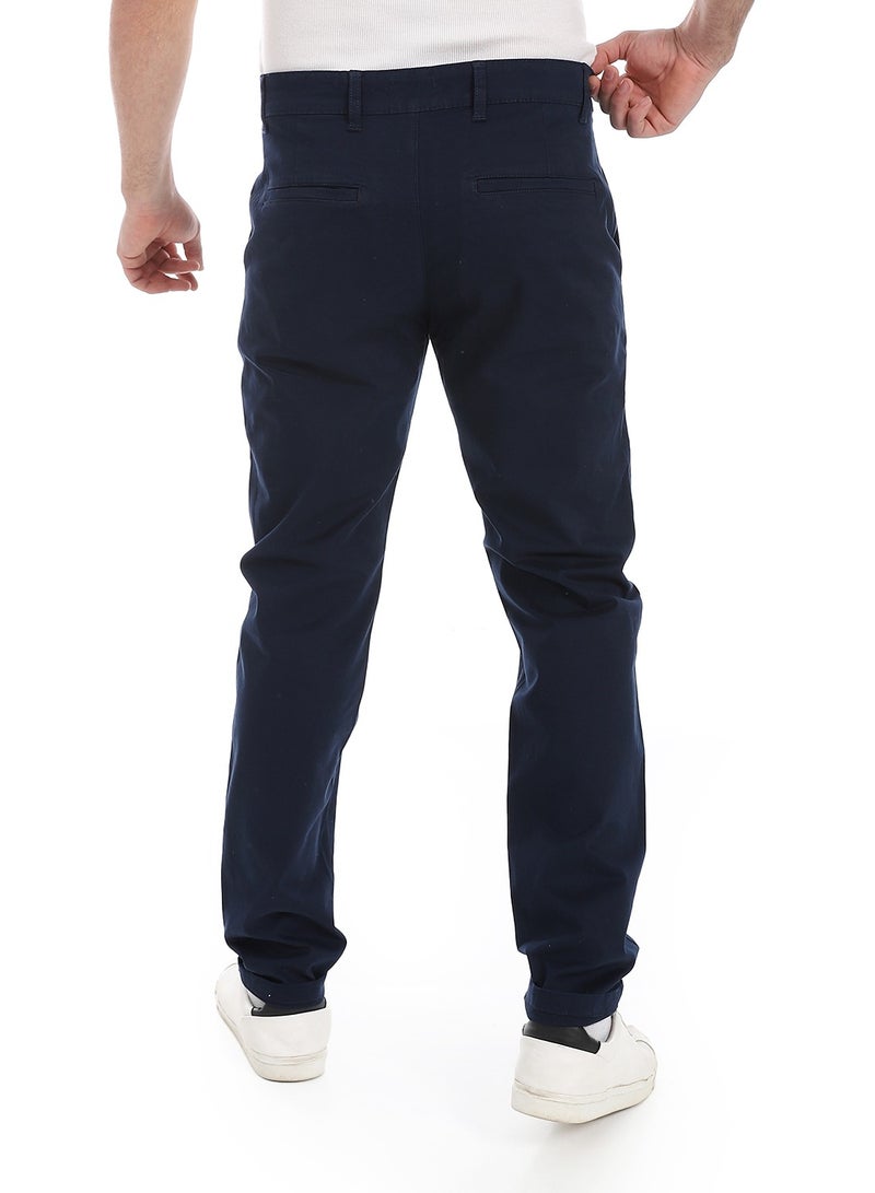 Andora Slim-Fit Gabardine Trousers_Navy - Image 3