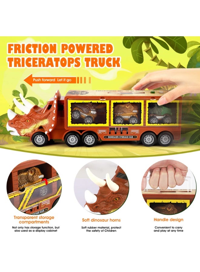 حديقة الألعاب مجموعة شاحنة الديناصورات مع أضواء وموسيقى ومسار إطلاق سيارات – ألعاب ديناصورات للأولاد من سن 3 إلى 8 سنوات - Image 2