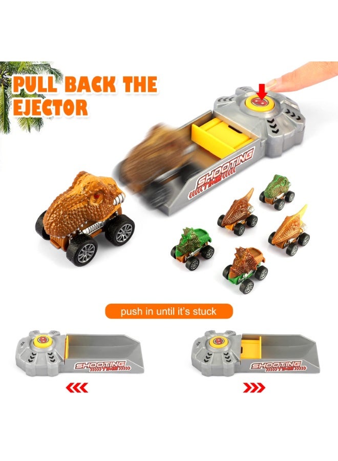 حديقة الألعاب مجموعة شاحنة الديناصورات مع أضواء وموسيقى ومسار إطلاق سيارات – ألعاب ديناصورات للأولاد من سن 3 إلى 8 سنوات - Image 5