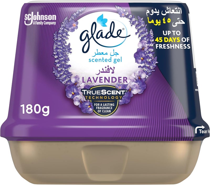 Glade Scented Gel Air Freshener for Home - Long-Lasting Lavender Room Freshener and Home Fragrance with 45-Day Freshness - 360° Design for Efficient Release - No Batteries Required - Image 1
