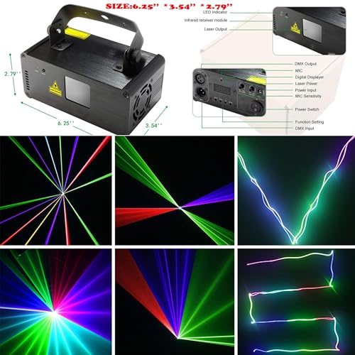 Sumger Professional RGB Laser Party Lights,Sound Activated DJ Disco Light,DMX512 Remote Control Scanner Beam Effect Lazer Projector Lighting for Show KTV Bar Club School Dances Corporate Event Mobile DJs - Image 2