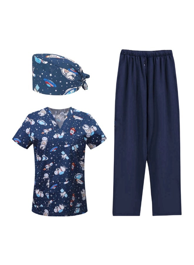 Loquat Womens Medical Scrubs Set Medical Uniform Set Astronaut - Image 2