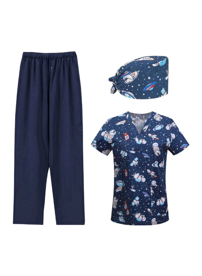 Loquat Womens Medical Scrubs Set Medical Uniform Set Astronaut - Image 1