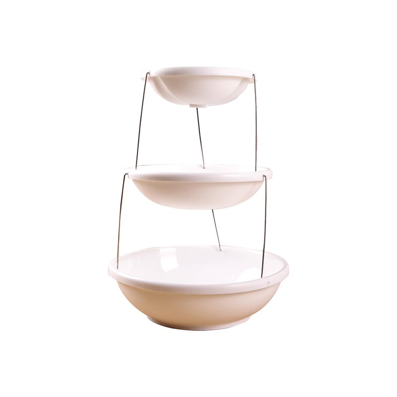 Home Essentials HomeEssentials 3 Layer Foldable Fruit Stand- Twist & Fold Space-Saving Bowl Set with Magnetic Lock | Basket for Dining Table | Versatile Plastic Bowls for Kitchen | Ideal for Snacks,Candy & More - Image 1
