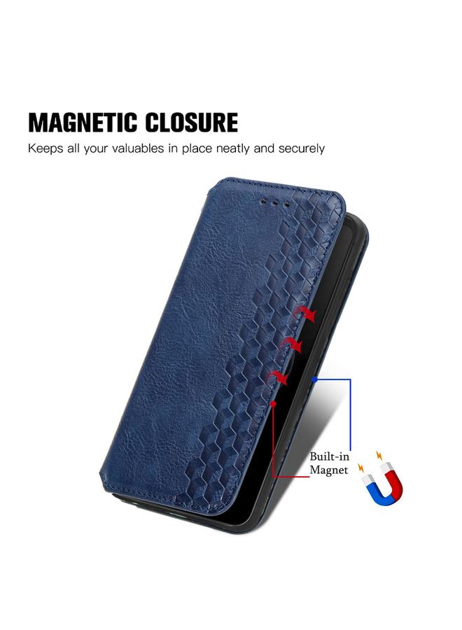 Zaboon Case For ASUS ROG Phone 7 Cubic Grid Pressed Magnetic Leather Phone Case - Image 5