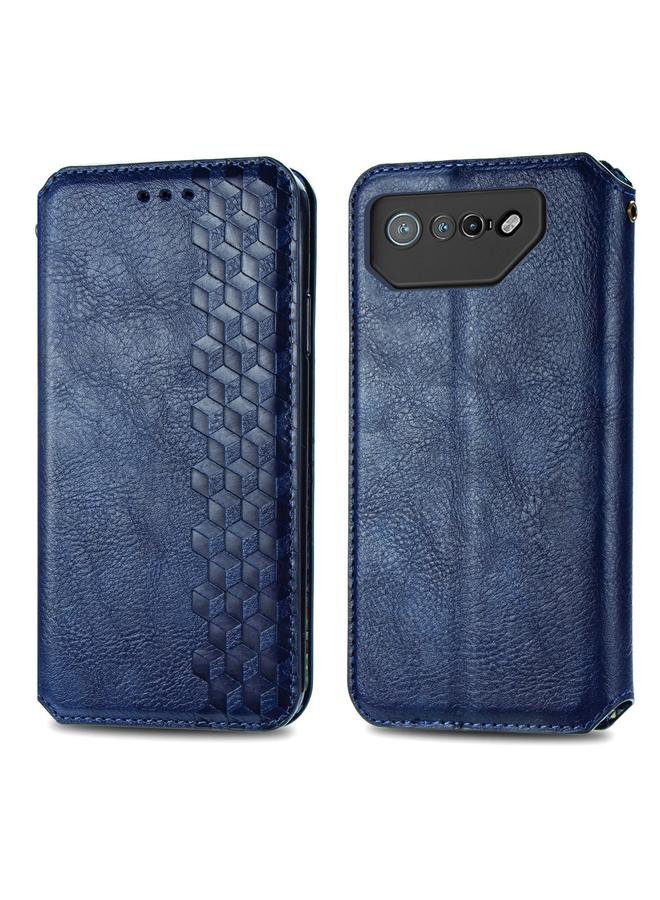 Zaboon Case For ASUS ROG Phone 7 Cubic Grid Pressed Magnetic Leather Phone Case - Image 2