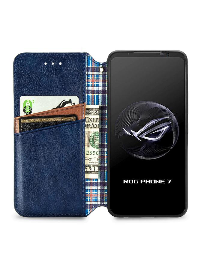 Zaboon Case For ASUS ROG Phone 7 Cubic Grid Pressed Magnetic Leather Phone Case - Image 3