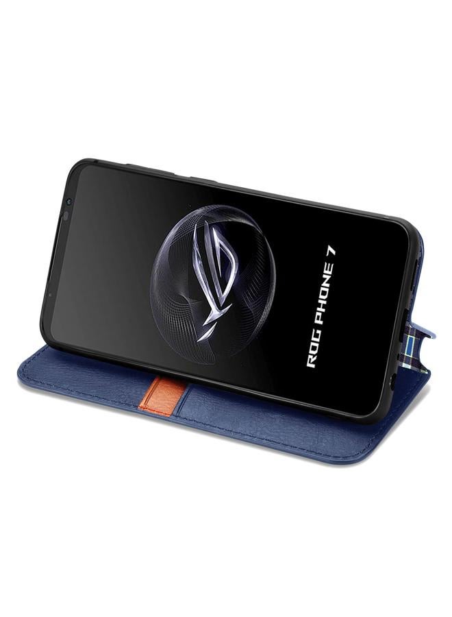 Zaboon Case For ASUS ROG Phone 7 Cubic Grid Pressed Magnetic Leather Phone Case - Image 4