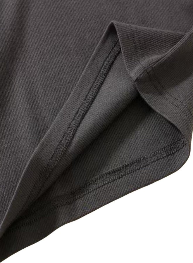 DOCOLL Toddler Henley Shirt Boys Girls Henley Shirt Long Sleeve Light Grey 6Y - Image 5