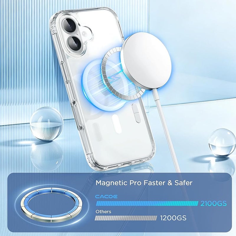 CACOE Magnetic Case for iPhone 17 6.3 inch-Compatible with MagSafe & Magnetic Car Phone Mount,Not Yellowing Anti-Scratch (Clear) - Image 3