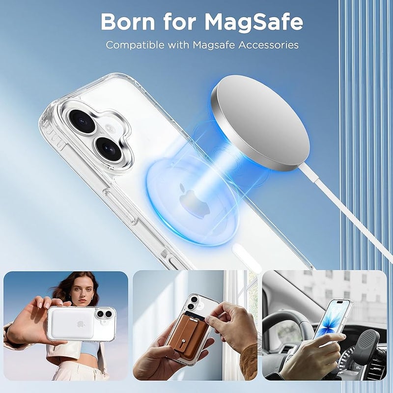 CACOE Magnetic Case for iPhone 17 6.3 inch-Compatible with MagSafe & Magnetic Car Phone Mount,Not Yellowing Anti-Scratch (Clear) - Image 4