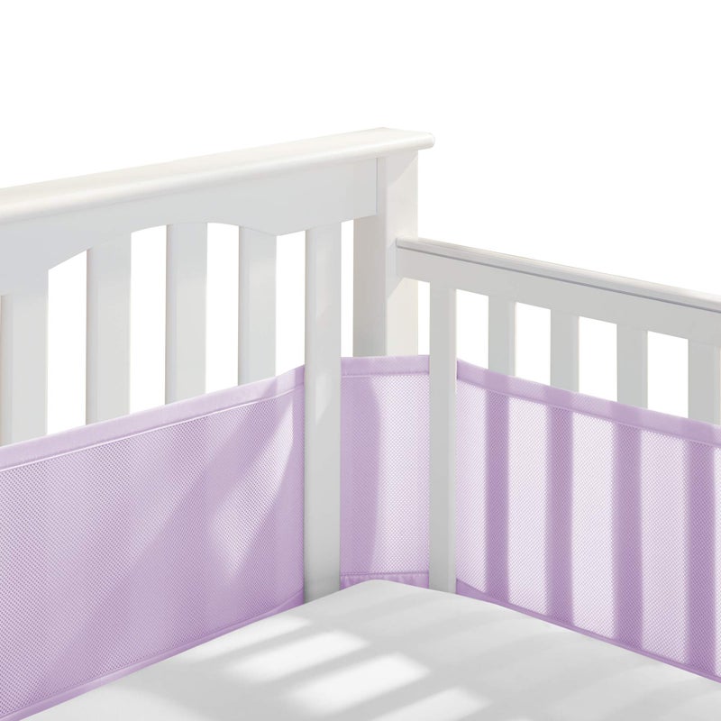 BreathableBaby Breathable Mesh Liner for FullSize Cribs Classic 3mm Mesh Lavender Size 4FS Covers 3 or 4 Sides