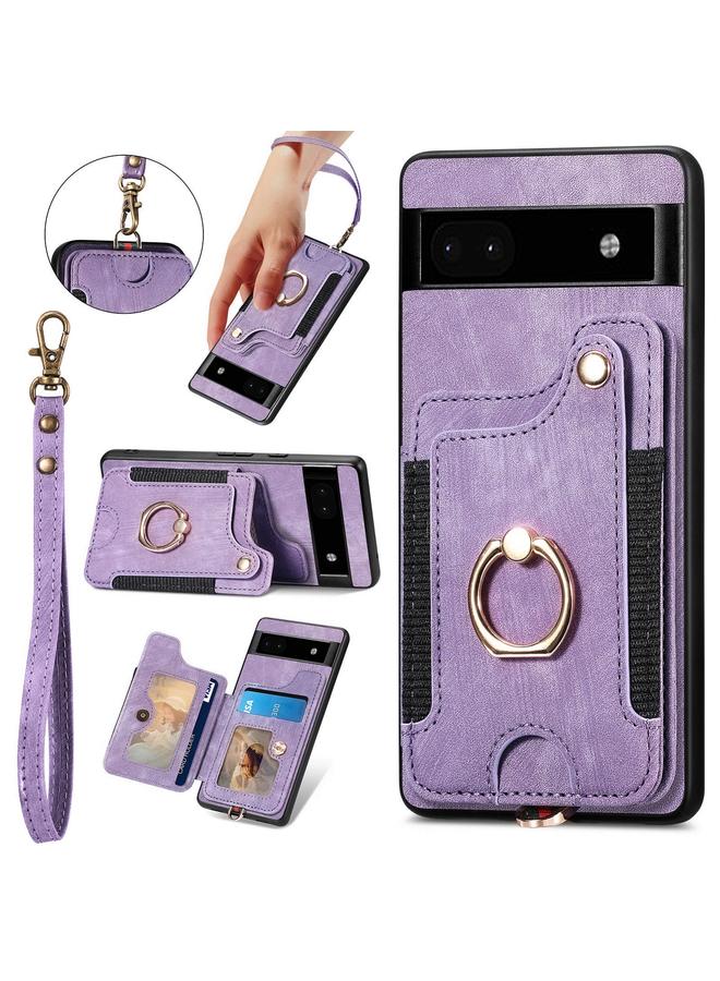 S-TOP Case For Google Pixel 6 Pro Retro Skin-feel Ring Multi-card RFID Wallet Phone Case - Image 1