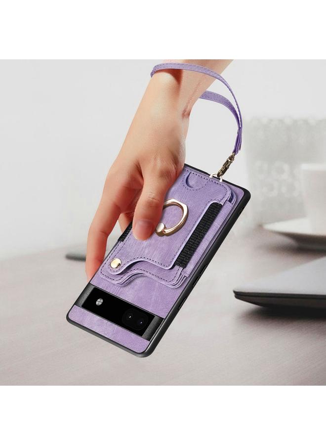 S-TOP Case For Google Pixel 6 Pro Retro Skin-feel Ring Multi-card RFID Wallet Phone Case - Image 5