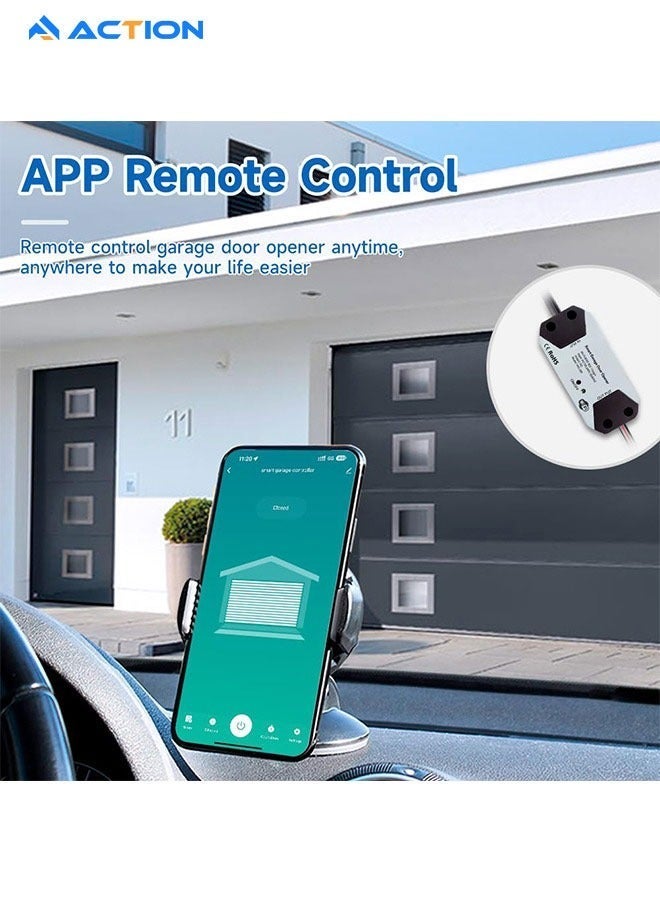أكشن Smart WiFi Garage Door Opener Controller وحدة تحكم ذكية لفتح باب المرآب بتطبيق للهاتف بدون الحاجة لمحور للاستخدام اليومي والمنزل والهدية - Image 3
