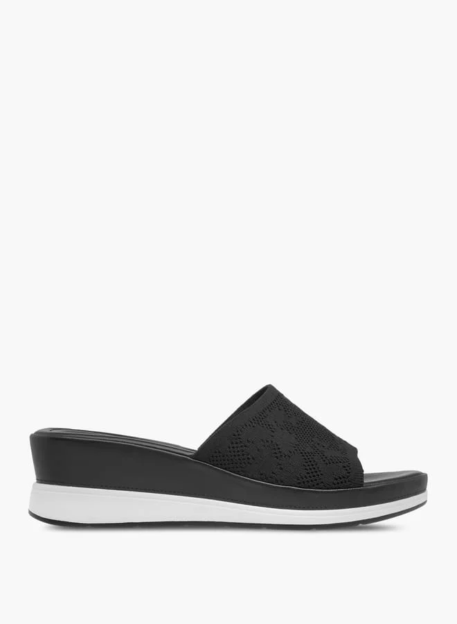Le Confort Women Mesh Textured Slip-On Sandals with Wedge Heels
