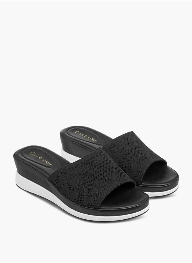 لو كونفورت Women Mesh Textured Slip-On Sandals with Wedge Heels