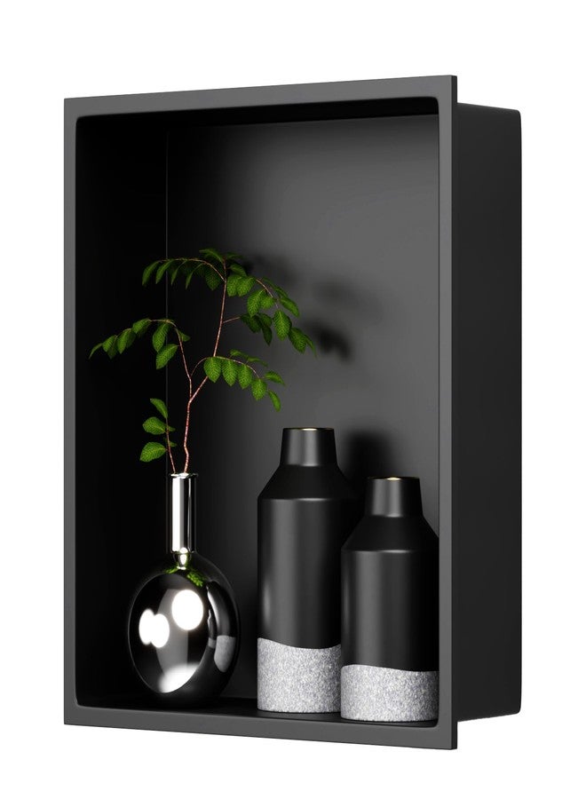 BWE 12" X 14" Stainless Steel Shower Niche,Rimless Recessed Wall Niche for Bathroom, No Tile Needed,Black Shower Niche for Bathroom Storage Over Mount Installation - Image 1