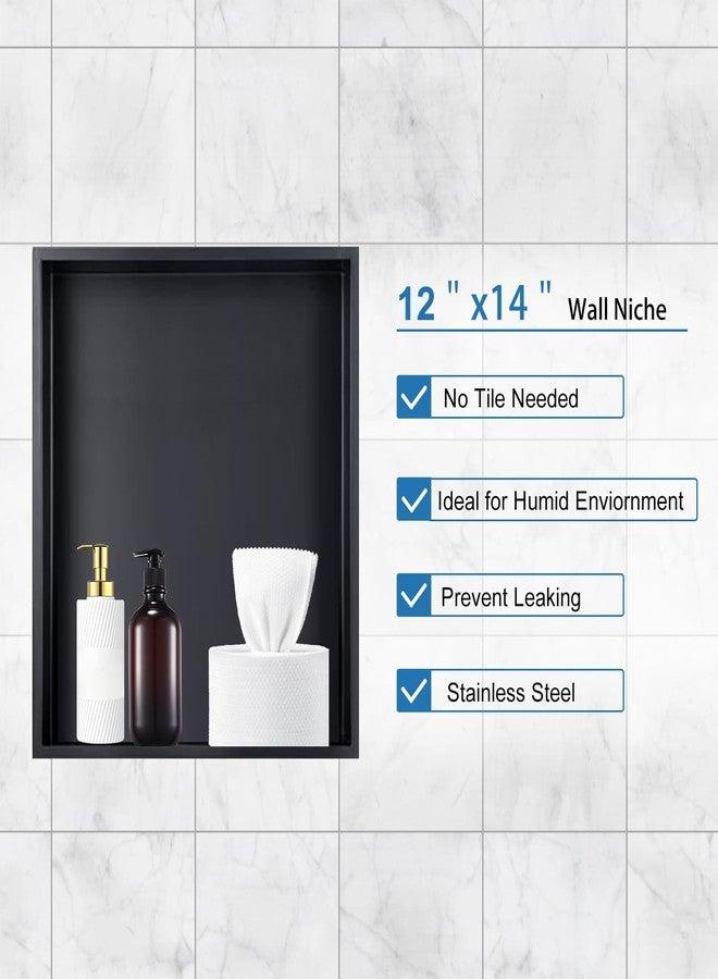 BWE 12" X 14" Stainless Steel Shower Niche,Rimless Recessed Wall Niche for Bathroom, No Tile Needed,Black Shower Niche for Bathroom Storage Over Mount Installation - Image 4