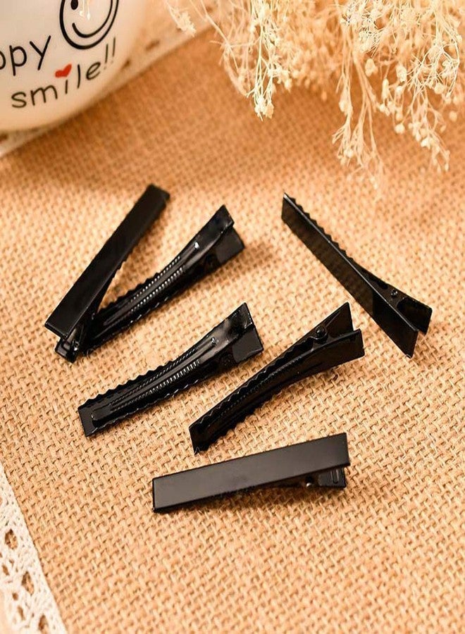 Teensery 50 Pcs Black Alligator Hair Clip Single Prong Flat Top Metal Duck Bill Clip Hair Hairbow Accessories for DIY Craft (6.5cm) - Image 4