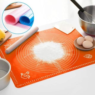 Healthy Silicone Pizza Dough Mat, Food Safe Material, Perfect for Rolling Pizza Dough and Homemade Pastry Making,Now at Al-Israa (Orange)