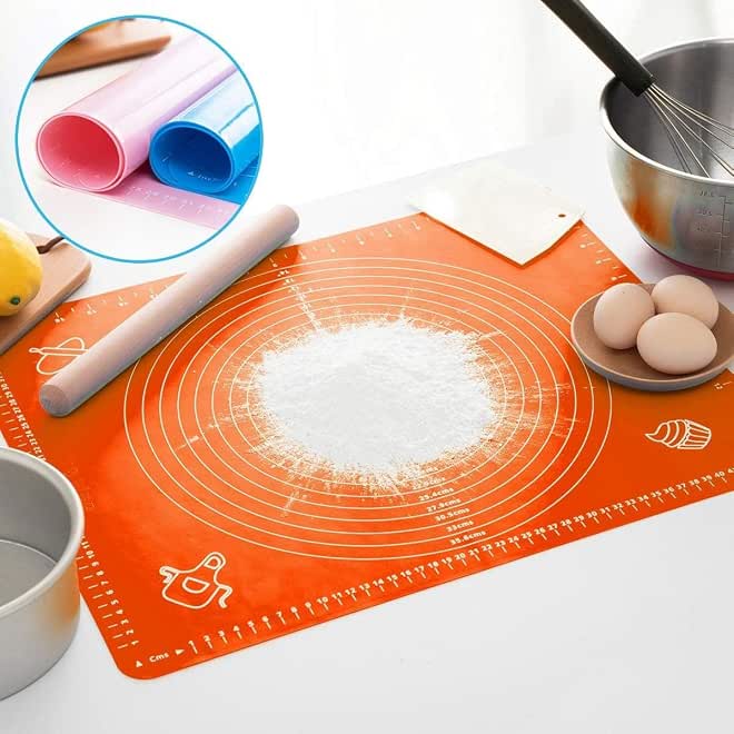 Healthy Silicone Pizza Dough Mat, Food Safe Material, Perfect for Rolling Pizza Dough and Homemade Pastry Making,Now at Al-Israa (Orange)