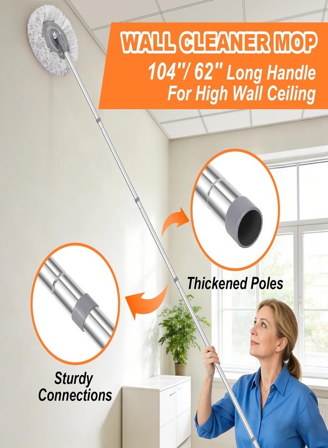 TIMIVO Wall Mop for Painted Walls, Wall Cleaner Mop with 104''/ 62" Long Handle, Dry Mop for Wall Floor Ceiling Cleaning, 2 Reusable Pads (Grey) - Image 3