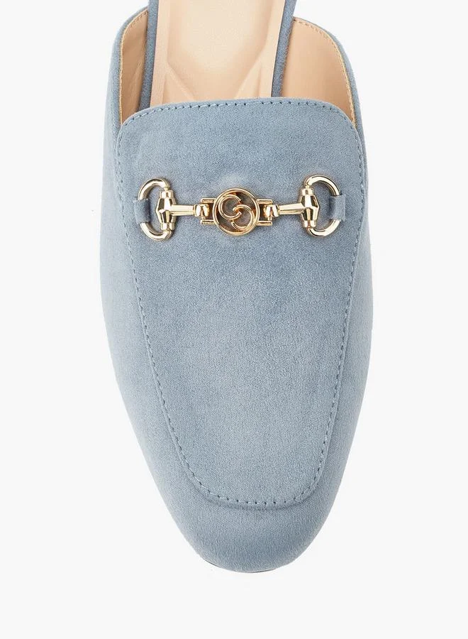 Celeste BLUE Women Horsebit Detail Suede Slip-On Mules for Women | Best Price UAE