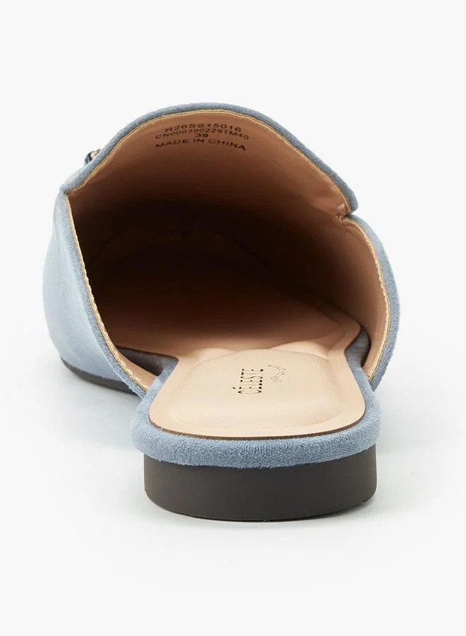 Celeste BLUE Women Horsebit Detail Suede Slip-On Mules for Women | Best Price UAE