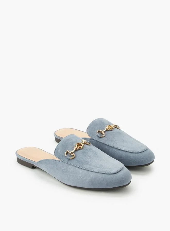 Celeste BLUE Women Horsebit Detail Suede Slip-On Mules for Women | Best Price UAE