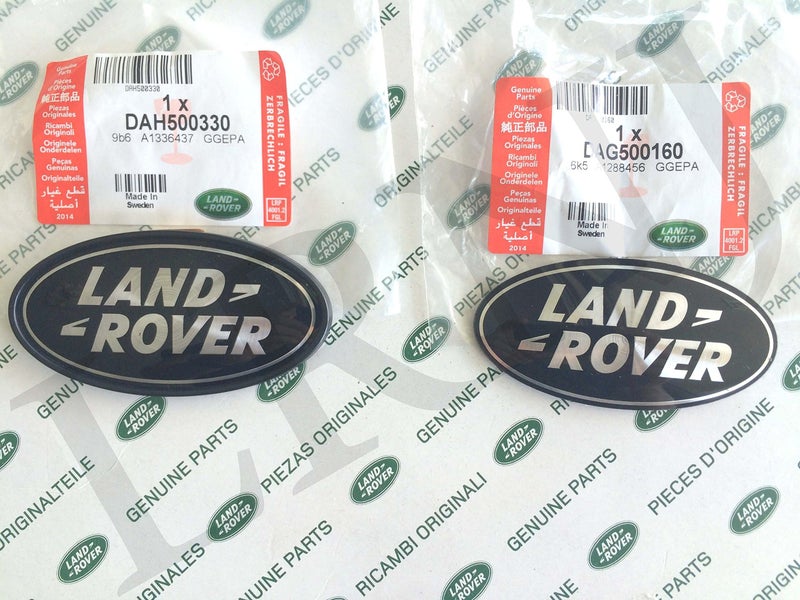 Land Rover about OVAL BADGES BLACK ON SILVER -NEW GENUINE PARTS DAG500160 + DAH500330 - Image 2