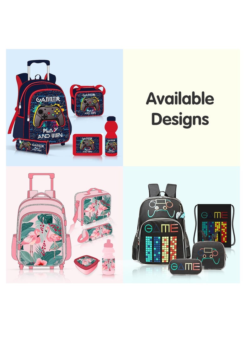 Eazy Kids 17 Inch Set Of 4 School Bag With Lunch Bag, Activity Bag And Pencil Case Gen Z Gamer - Black  - Image 5
