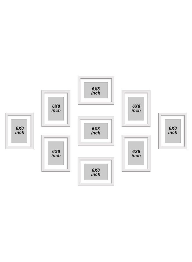 Stuthi Arts Wall-Mounted Photo Frame Set, Multiple Frames for Family Memories, Set of 9 Picture Frames, 6X8 inch (White) - Image 2