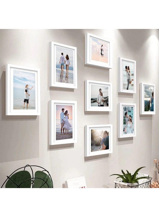 Stuthi Arts Wall-Mounted Photo Frame Set, Multiple Frames for Family Memories, Set of 9 Picture Frames, 6X8 inch (White) - Image 1