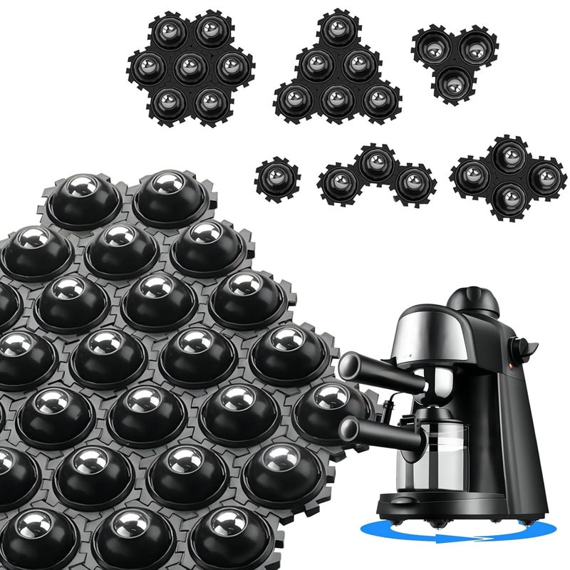 KASTWAVE Self Adhesive Caster Wheels, 24 Pcs 360° Rotation Mini Swivel Wheels For Furniture, Diy Connected Small Appliance Rollers For Kitchen, Universal Swivel Wheels For Coffee Maker, Black - Image 1