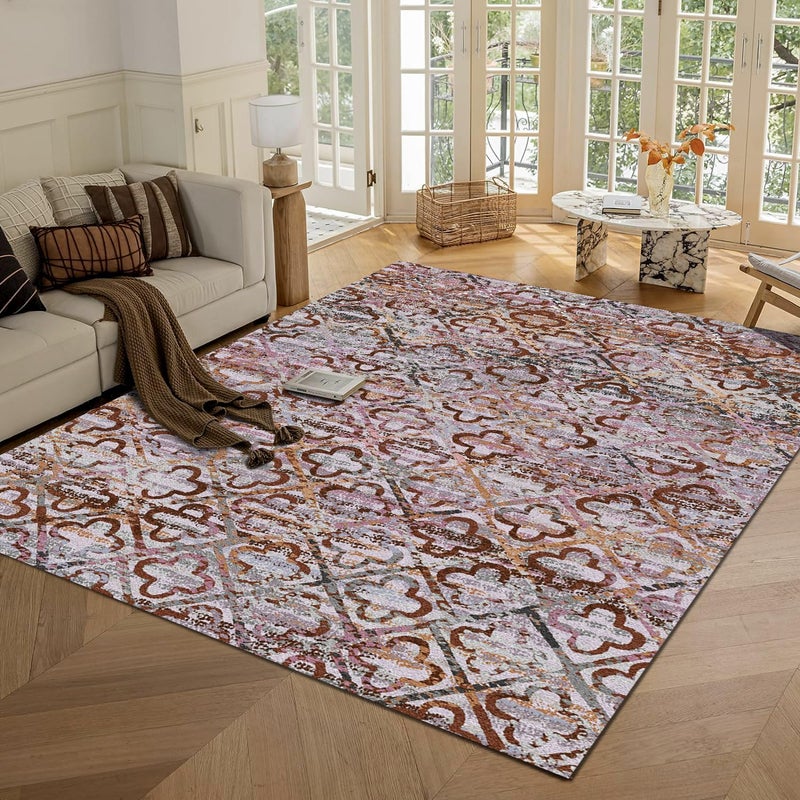 RUGSURE Washable Area Rugs, 5' x 7' - 1/6 Thick - Stain & Water Resistant Non-Slip - Perfect Resistant Rug for Living Room, Bedroom, Nursery, Pet & Child Friendly, Vibrant Colors Rugs, Purple - Image 1