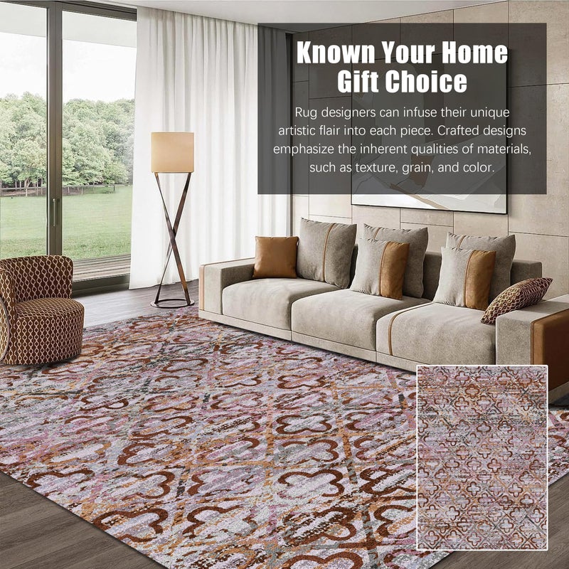 RUGSURE Washable Area Rugs, 5' x 7' - 1/6 Thick - Stain & Water Resistant Non-Slip - Perfect Resistant Rug for Living Room, Bedroom, Nursery, Pet & Child Friendly, Vibrant Colors Rugs, Purple - Image 3