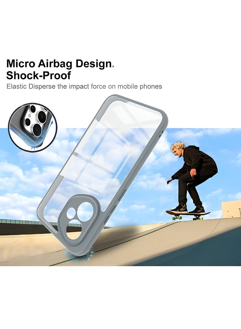 دبليو تيك غلاف هجين من السيليكون TPU بسمك نحيف مع حواف درع مرتفعة لشركة هونر 400 5G 2025 (MCAPSA) - شفاف/رمادي - Image 3