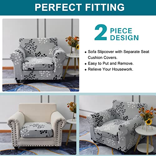 KRFOONN 2 Piece Chair Covers Printed Sofa Covers Couch Covers Washable Armchair Sofa Couch Slipcover Furniture Protector with Elastic Bottom for Living Room (Armchair, 02), Small - Image 3